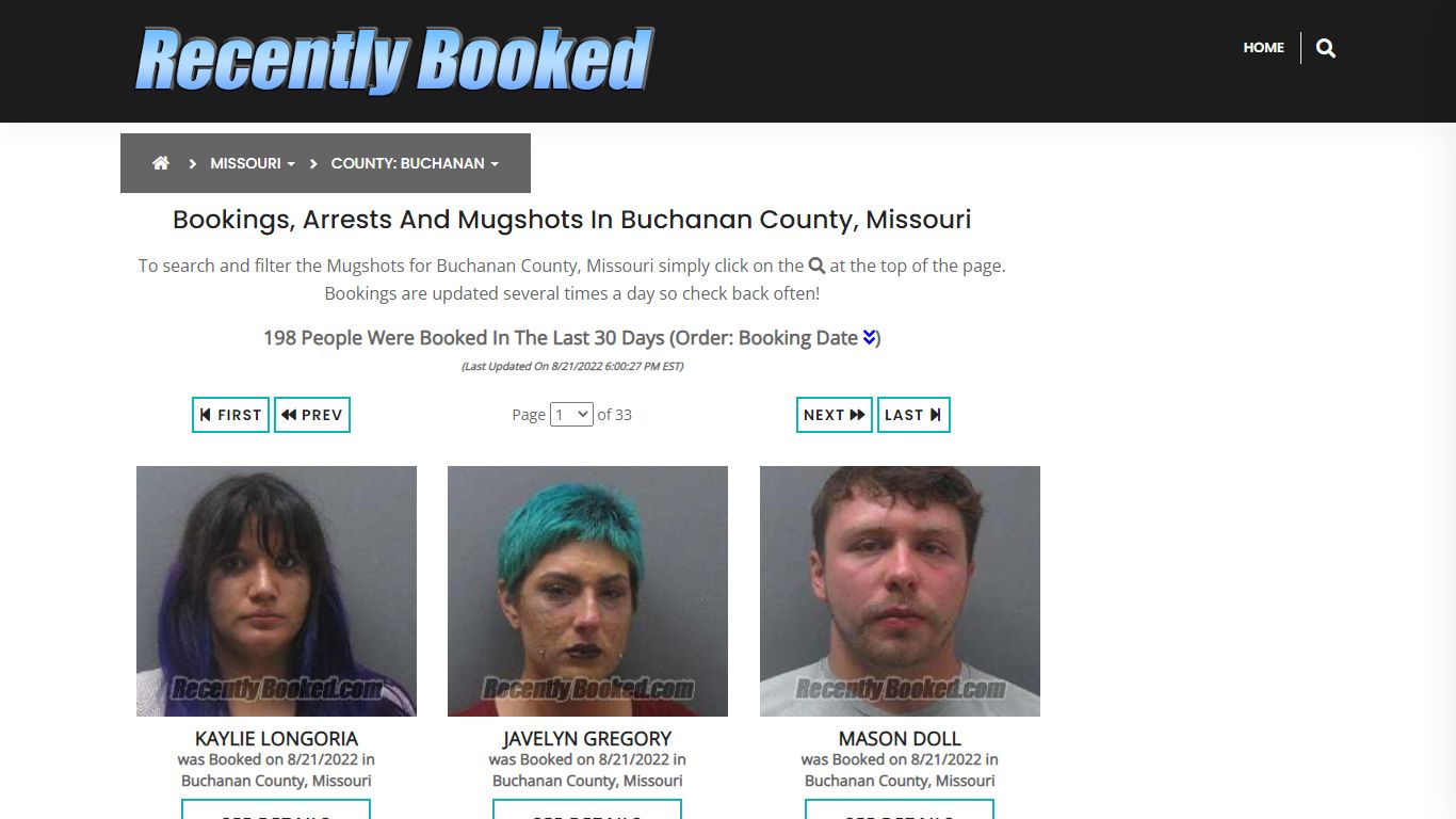 Bookings, Arrests and Mugshots in Buchanan County, Missouri